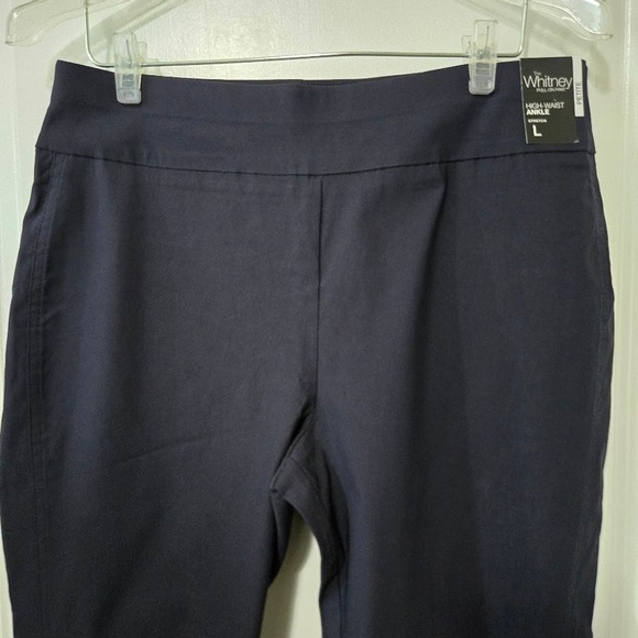 NY & Company Women Whitney Pull On Pant Navy Blue High Waist Ankle L Petite - Picture 2 of 8